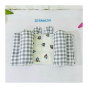 Gối chặn dành cho bé vải caro xanh đáng yêu